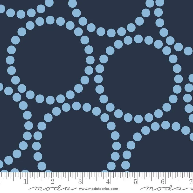 3 Yard Cut - SALE Pearl Bracelet WIDE BACK 108023 Peacoat - Moda Fabrics - 107/108" Wide - Circle Dots Round - Quilting Cotton Fabric