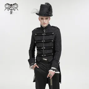 CT19901 Gothic dark pattern four-breasted black coat