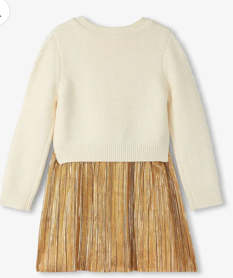 Hatley Gold Sparkle Skirt Sweater Dress: Size 2T to 12