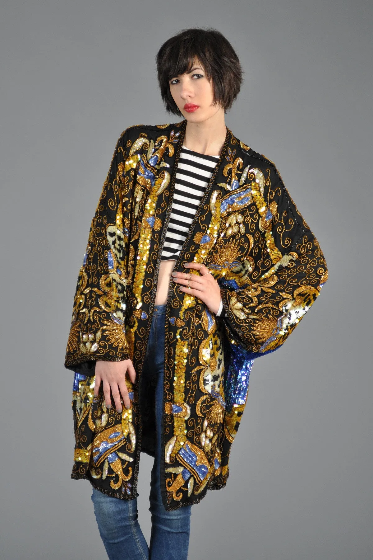 Luxe Baroque Sequin Leopard Trophy Jacket