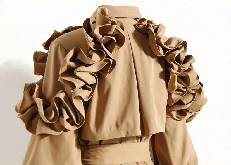 Octavia Ruffle Applique Trench Coats
