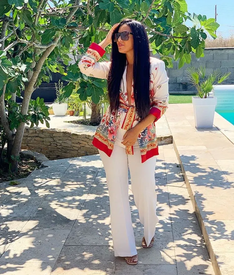 ROSE FLORAL BELTED BLAZER