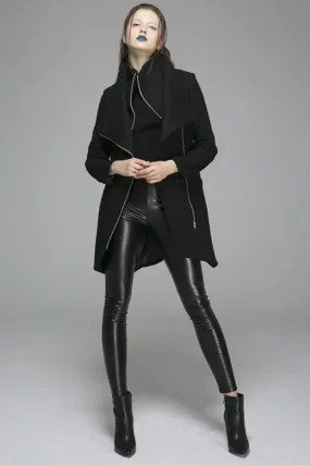 Winter Coat Zipper Jacket Women Wool Coat in Color Black 1363